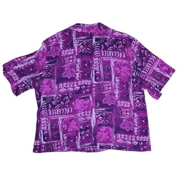 JM COLLECTION Purple Floral 2 Piece Outit Set Shirt Skirt Womens Size L Large - Picture 4 of 8